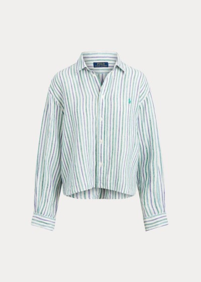 Camisa Polo Ralph Lauren Mujer Azules / Blancos - Striped Linen - IQMEA1720